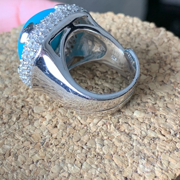HOST PICK! Turquoise Cocktail Ring .925 - Picture 6 of 9